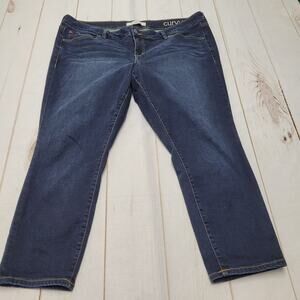Slink curvy ankle jeans dark wash mid rise stretch 18